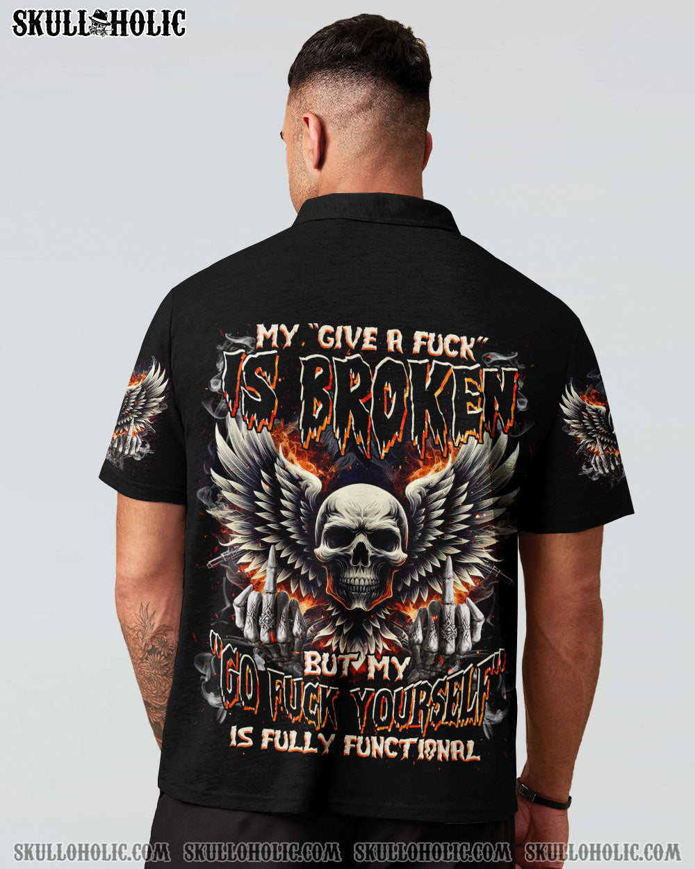 BLISSCORNERS MY GIVE A F IS BROKEN SKULL WINGS ALL OVER PRINT
