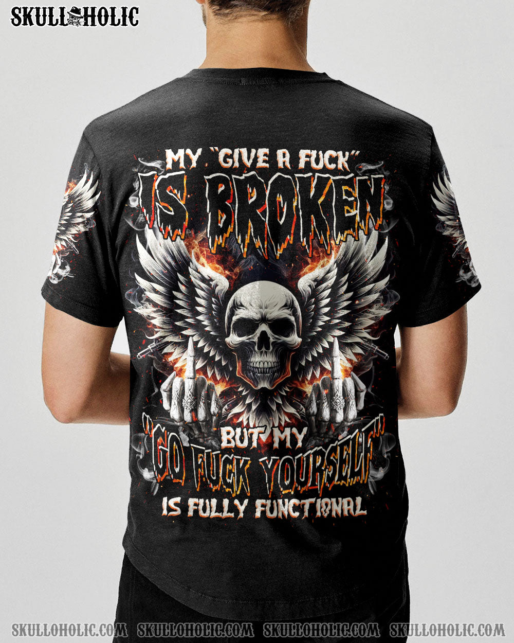 BLISSCORNERS MY GIVE A F IS BROKEN SKULL WINGS ALL OVER PRINT