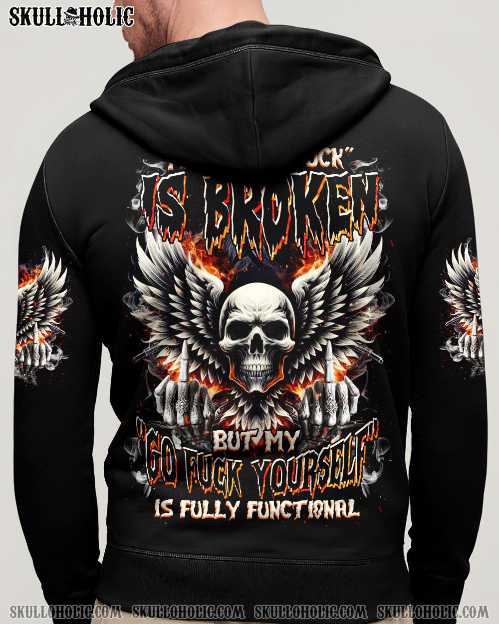 BLISSCORNERS MY GIVE A F IS BROKEN SKULL WINGS ALL OVER PRINT