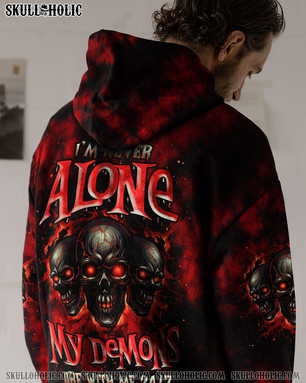 BLISSCORNERS I'M NEVER ALONE MY DEMONS ARE WITH ME 24/7 TIE DYE ALL OVER PRINT