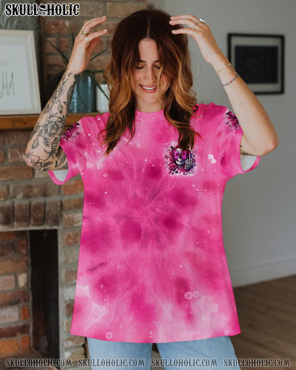 BLISSCORNERS I'M A GOOD PERSON SKULL MESSY BUN TIE DYE  ALL OVER PRINT