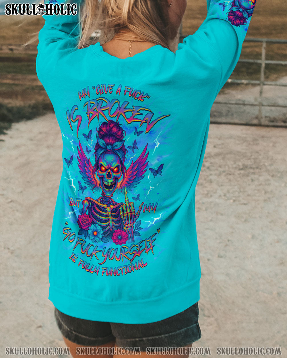 BLISSCORNERS MY GIVE A F IS BROKEN SKULL WINGS ALL OVER PRINT