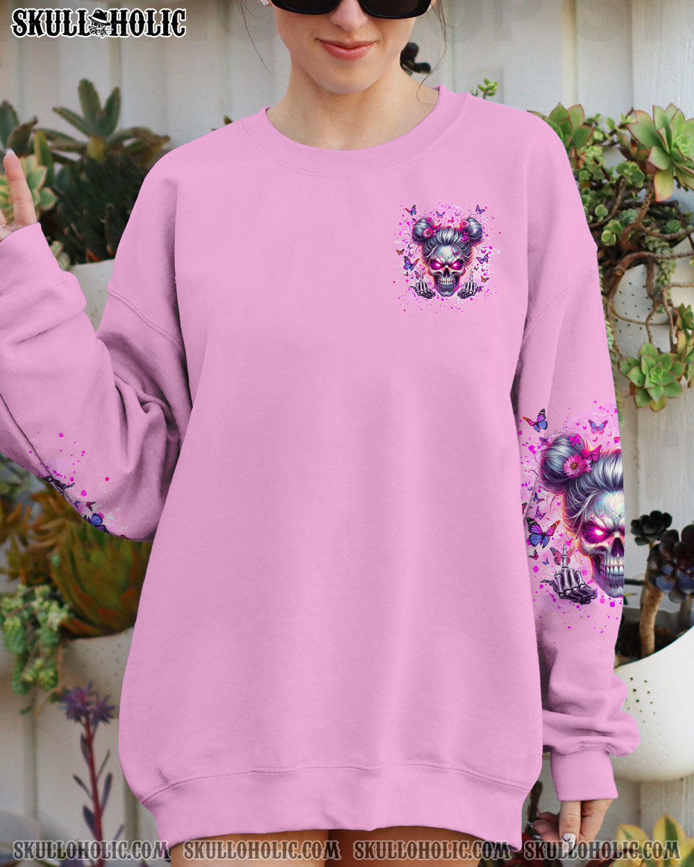 BLISSCORNERS WARNING I'M A B SKULL MESSY BUN ALL OVER PRINT