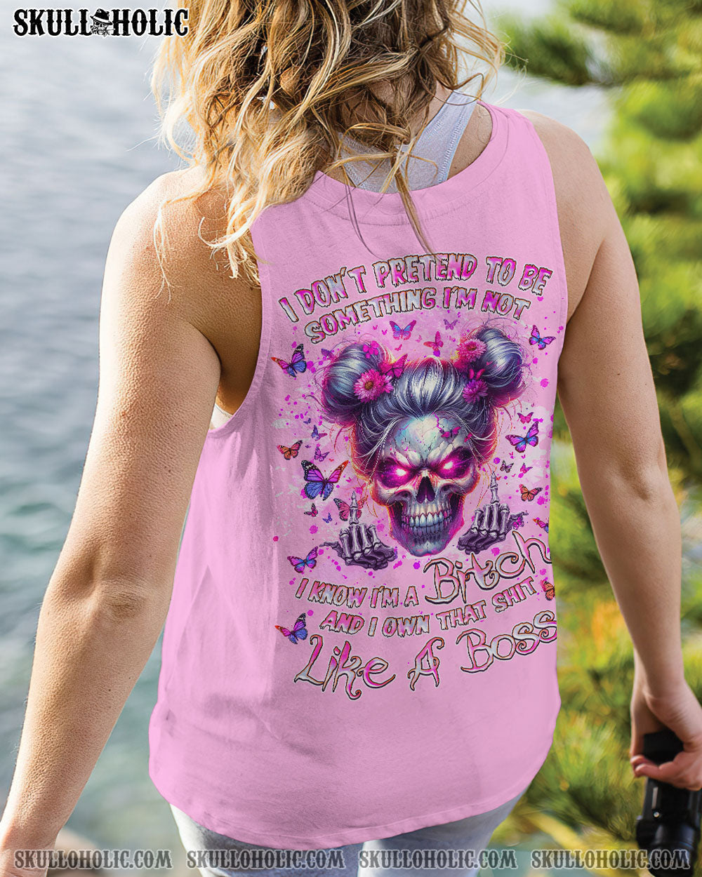 BLISSCORNERS WARNING I'M A B SKULL MESSY BUN ALL OVER PRINT