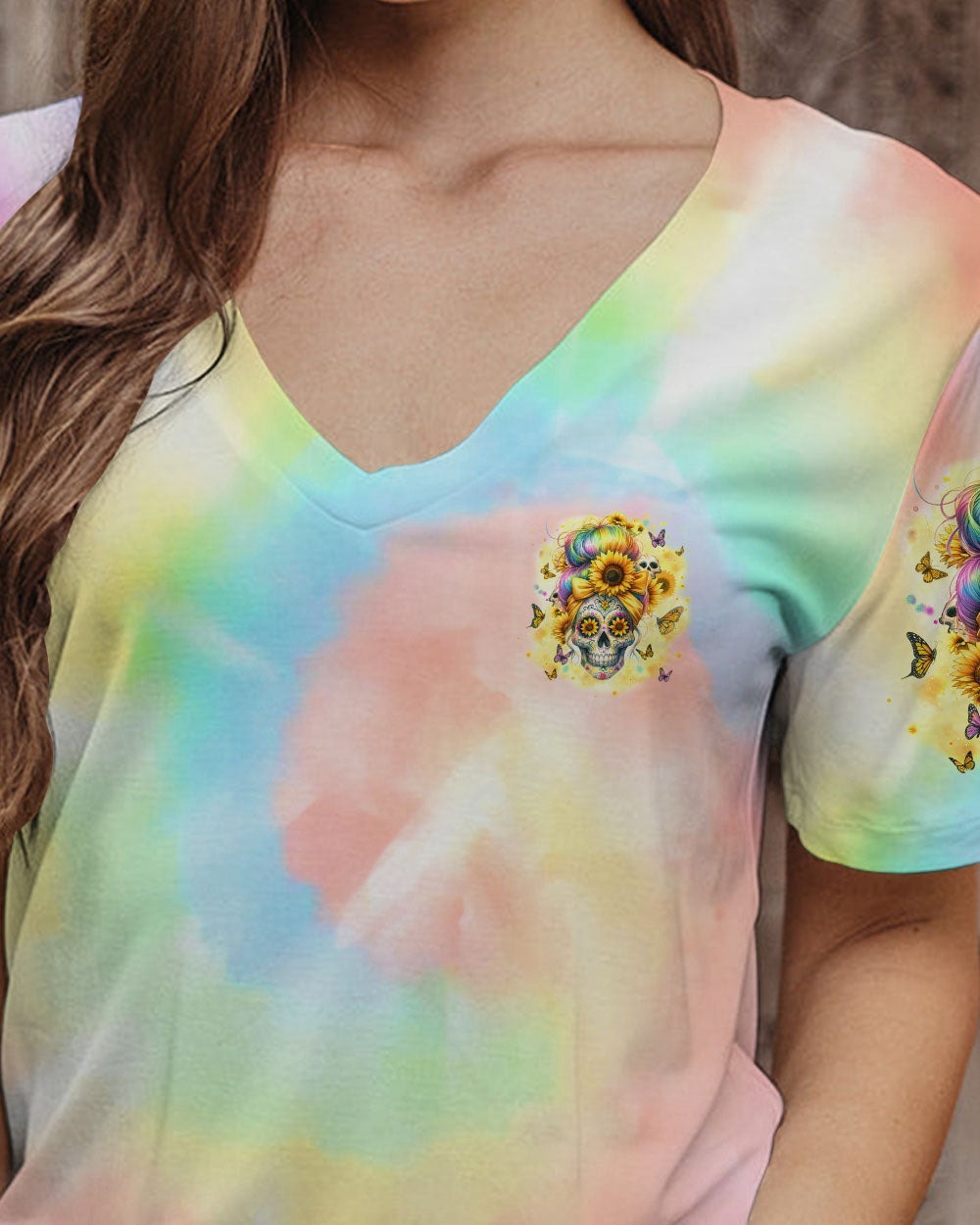 BLISSCORNERS SHE IS SUNSHINE MESSY BUN SKULL ALL OVER PRINT