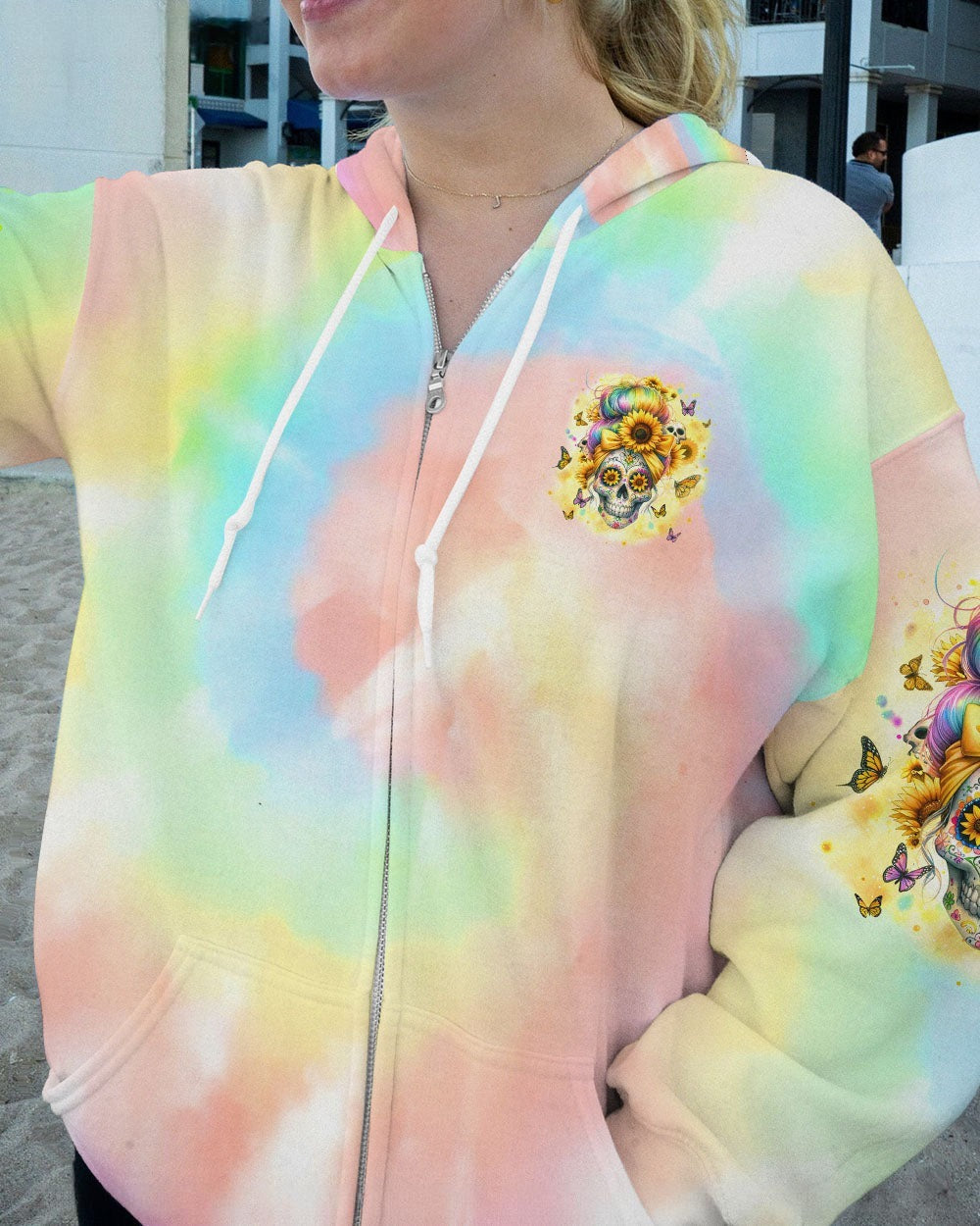 BLISSCORNERS SHE IS SUNSHINE MESSY BUN SKULL ALL OVER PRINT