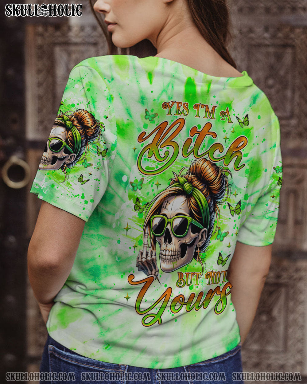BLISSCORNERS I'M THE QUEEN SKULL MESSY BUN ALL OVER PRINT