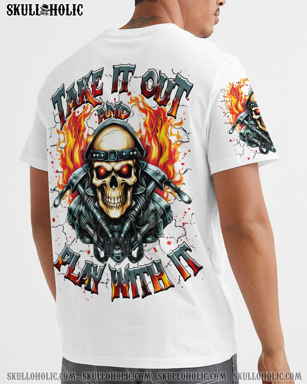 BLISSCORNERS TAKE IT OUT AND PLAY WITH IT BIKER SKULL ALL OVER PRINT