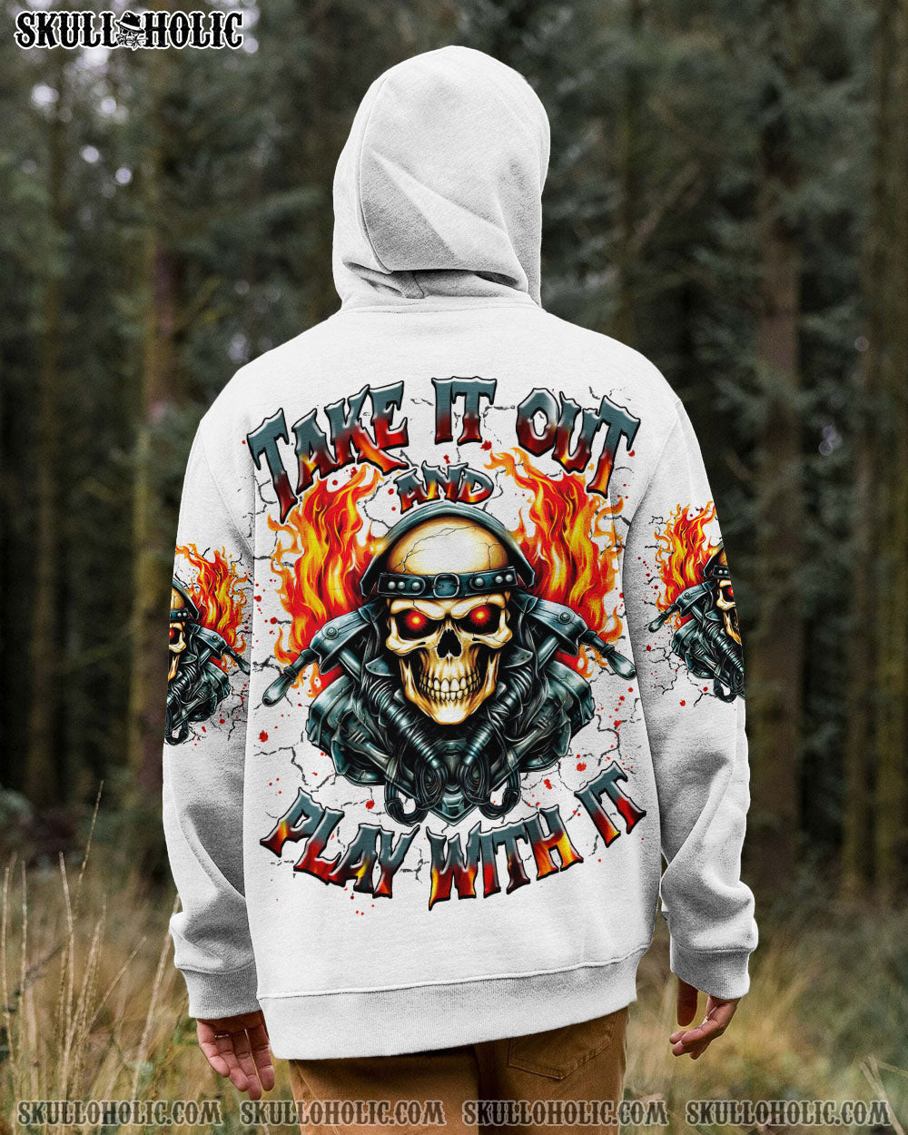 BLISSCORNERS TAKE IT OUT AND PLAY WITH IT BIKER SKULL ALL OVER PRINT