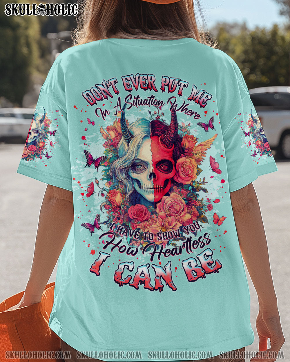 BLISSCORNERS HOW HEARTLESS I CAN BE SKULL LADY ALL OVER PRINT