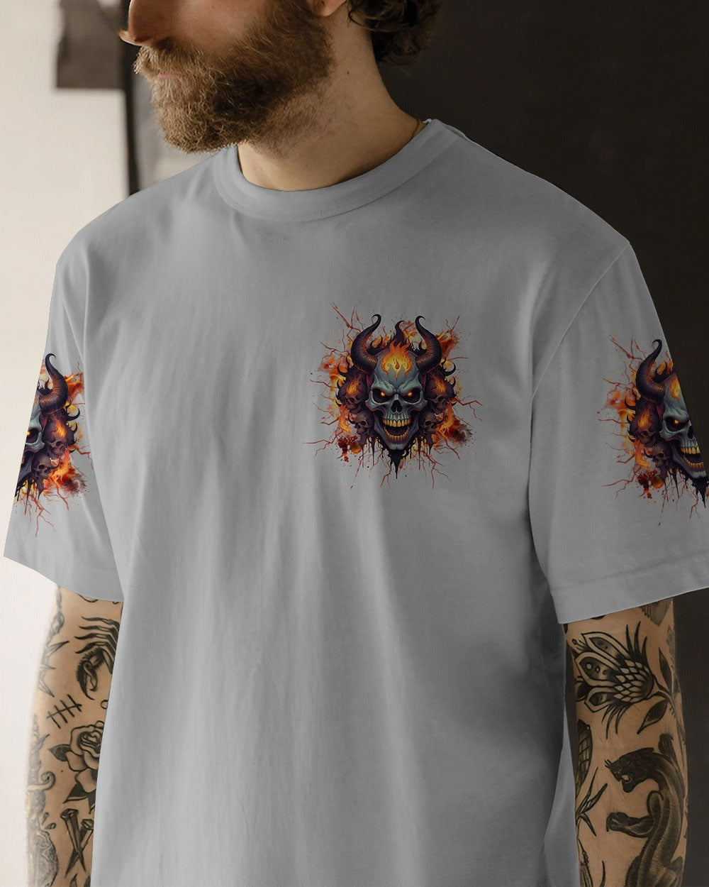 BLISSCORNERS I'M NEVER ALONE SKULL DEMON ALL OVER PRINT