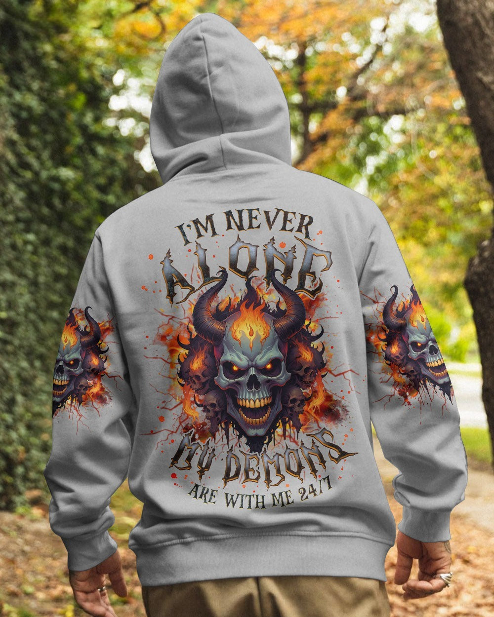 BLISSCORNERS I'M NEVER ALONE SKULL DEMON ALL OVER PRINT