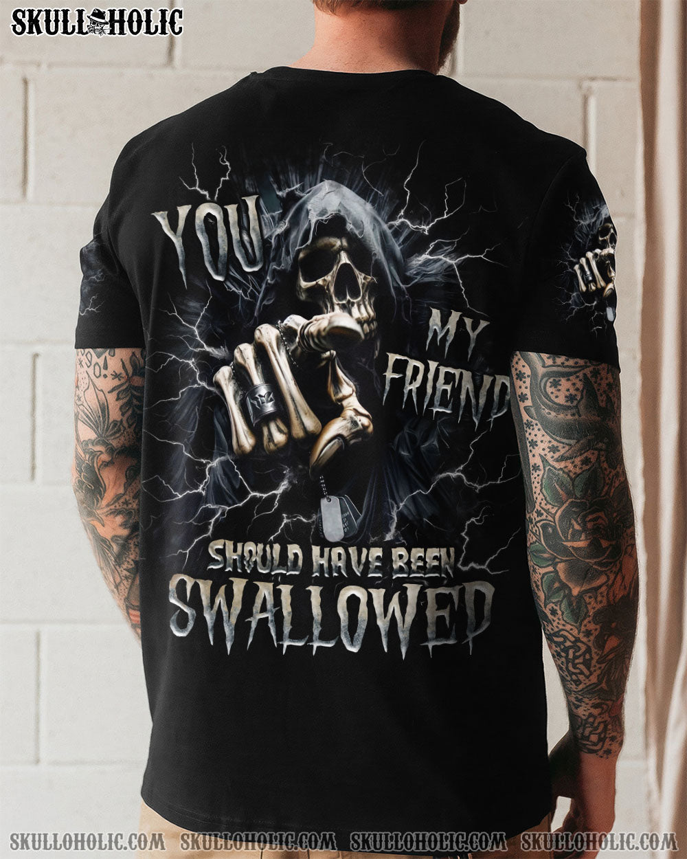 BLISSCORNERS YOU MY FRIEND SHOULD HAVE BEEN SWALLOWED REAPER ALL OVER PRINT