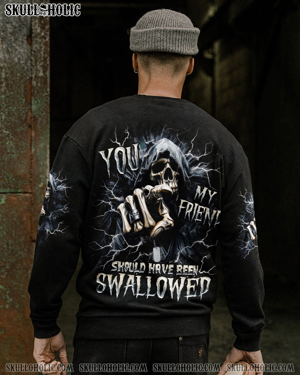 BLISSCORNERS YOU MY FRIEND SHOULD HAVE BEEN SWALLOWED REAPER ALL OVER PRINT