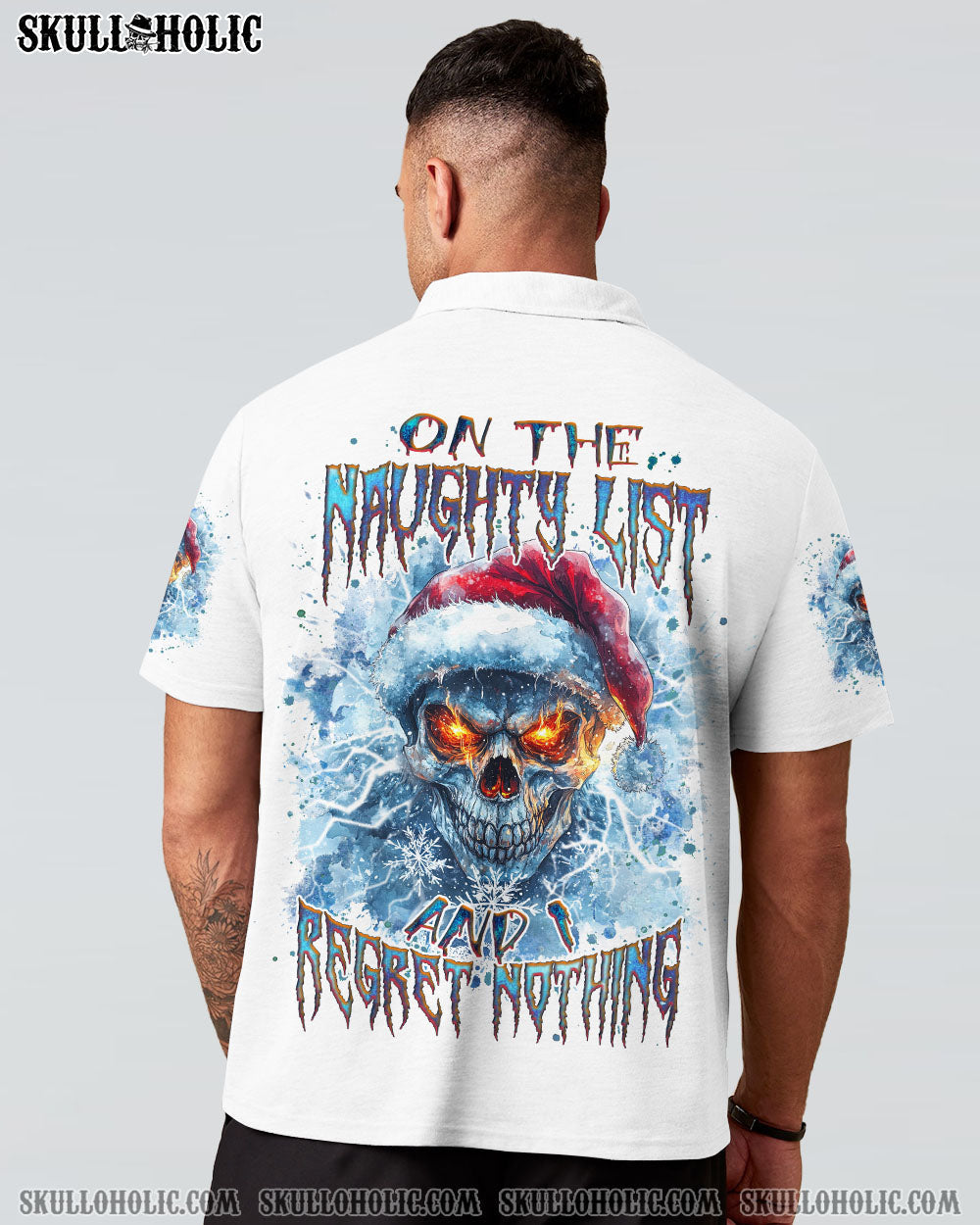BLISSCORNERS ON THE NAUGHTY LIST SKULL CHRISTMAS ALL OVER PRINT