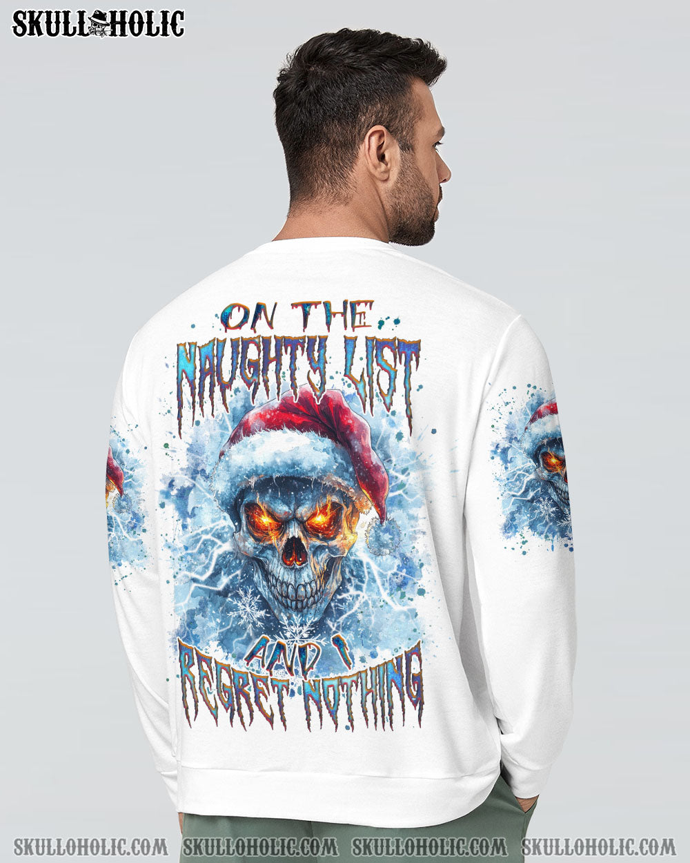 BLISSCORNERS ON THE NAUGHTY LIST SKULL CHRISTMAS ALL OVER PRINT
