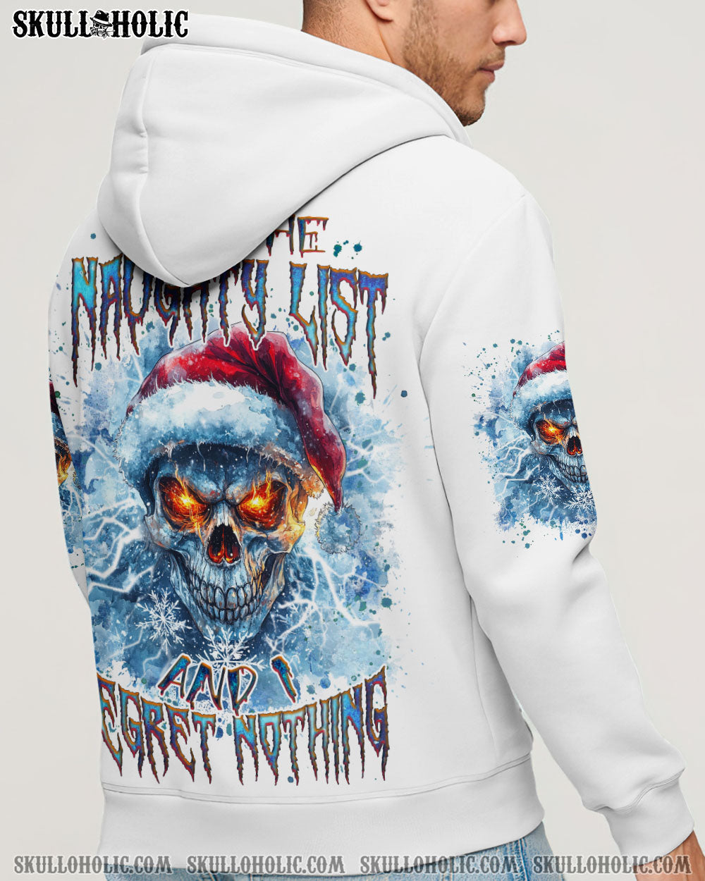 BLISSCORNERS ON THE NAUGHTY LIST SKULL CHRISTMAS ALL OVER PRINT