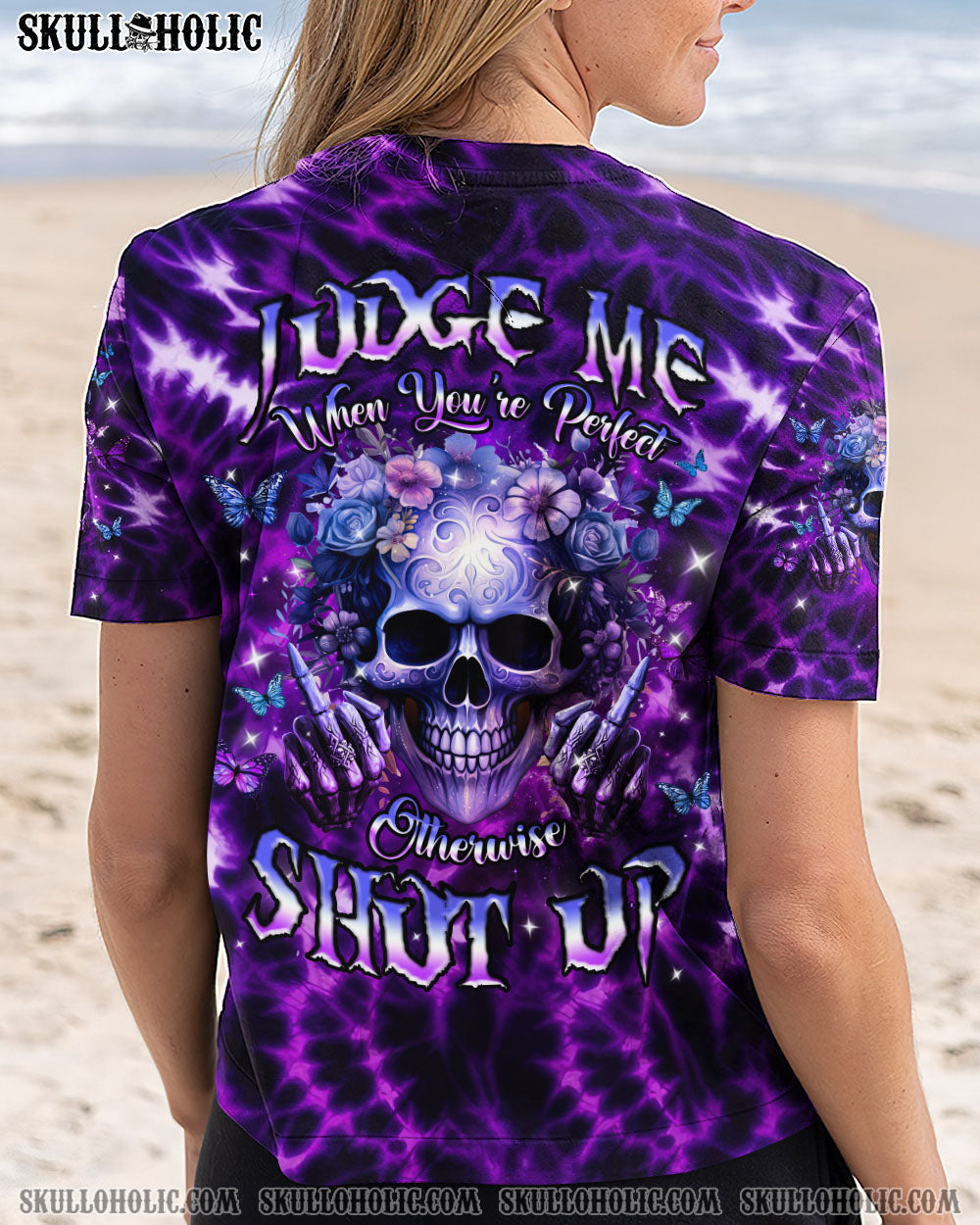 BLISSCORNERS JUDGE ME WHEN SKULL FLOWER  ALL OVER PRINT