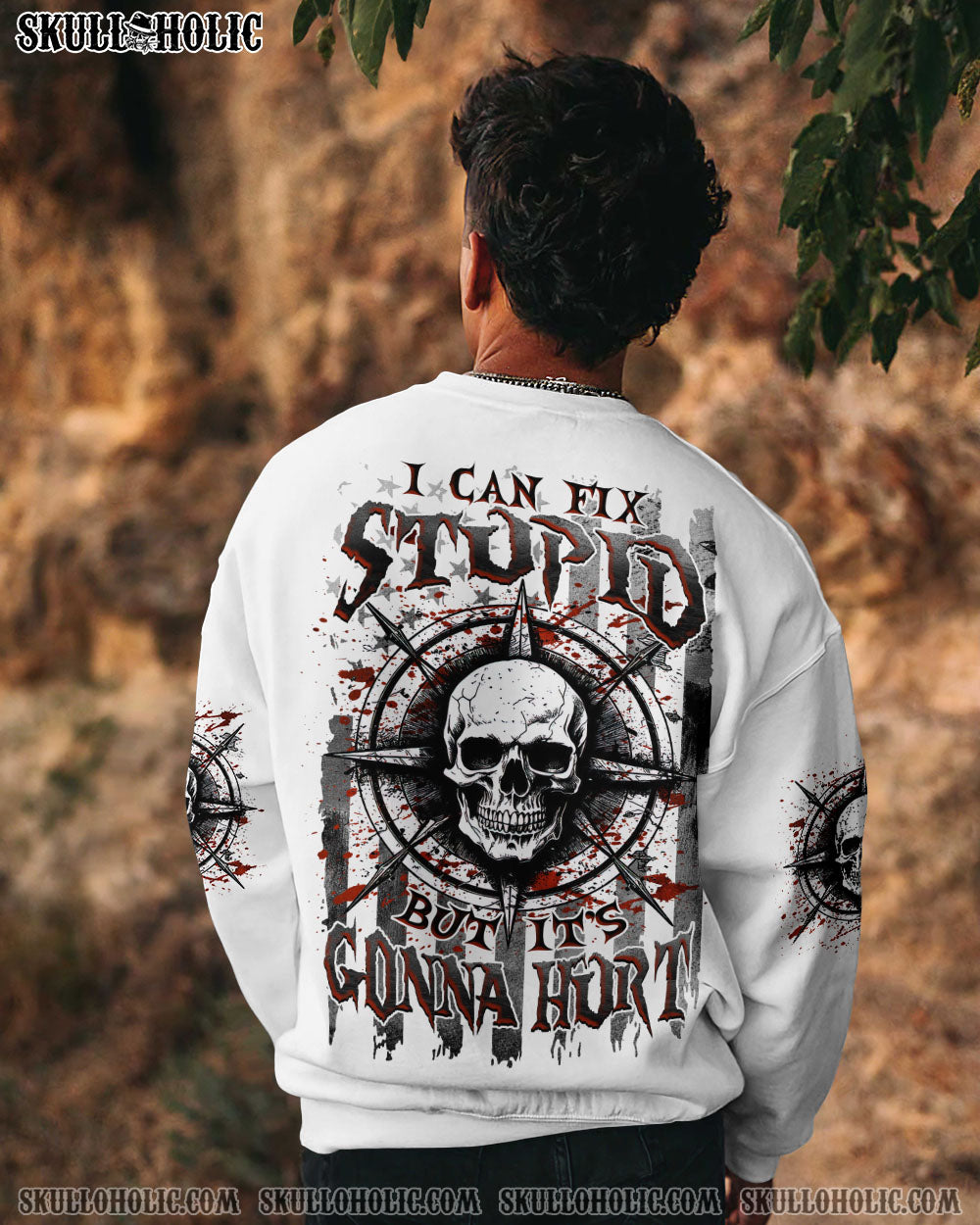 BLISSCORNERS I CAN FIX STUPID BUT IT'S GONNA HURT SKULL ALL OVER PRINT