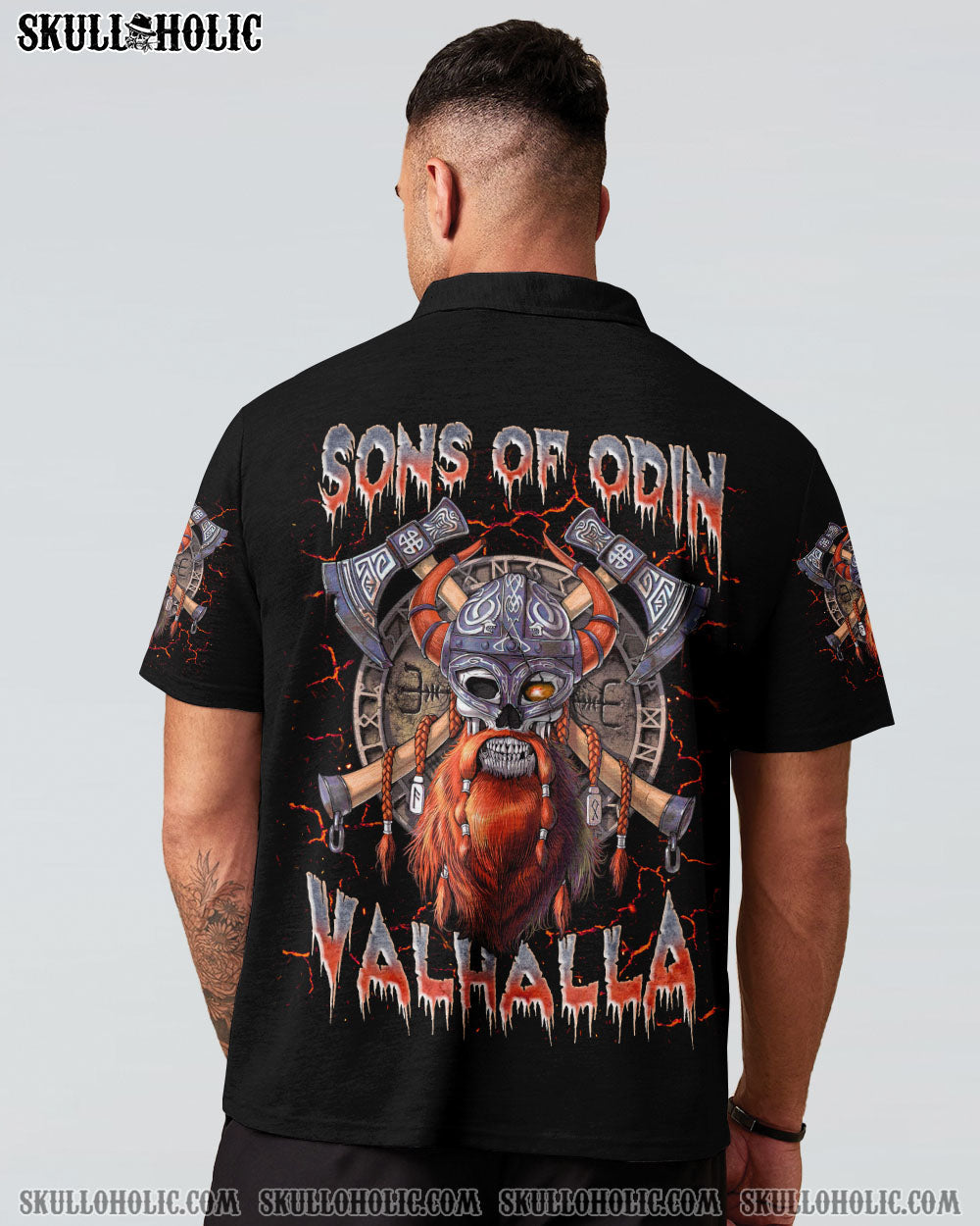 BLISSCORNERS SONS OF ODIN VALHALLA  VIKING SKULL ALL OVER PRINT