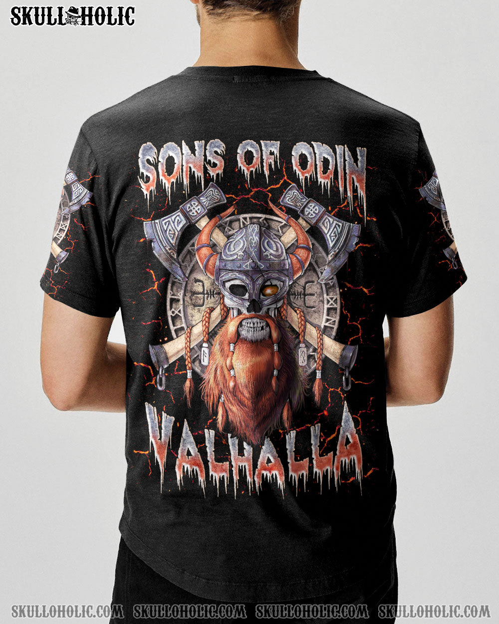 BLISSCORNERS SONS OF ODIN VALHALLA  VIKING SKULL ALL OVER PRINT