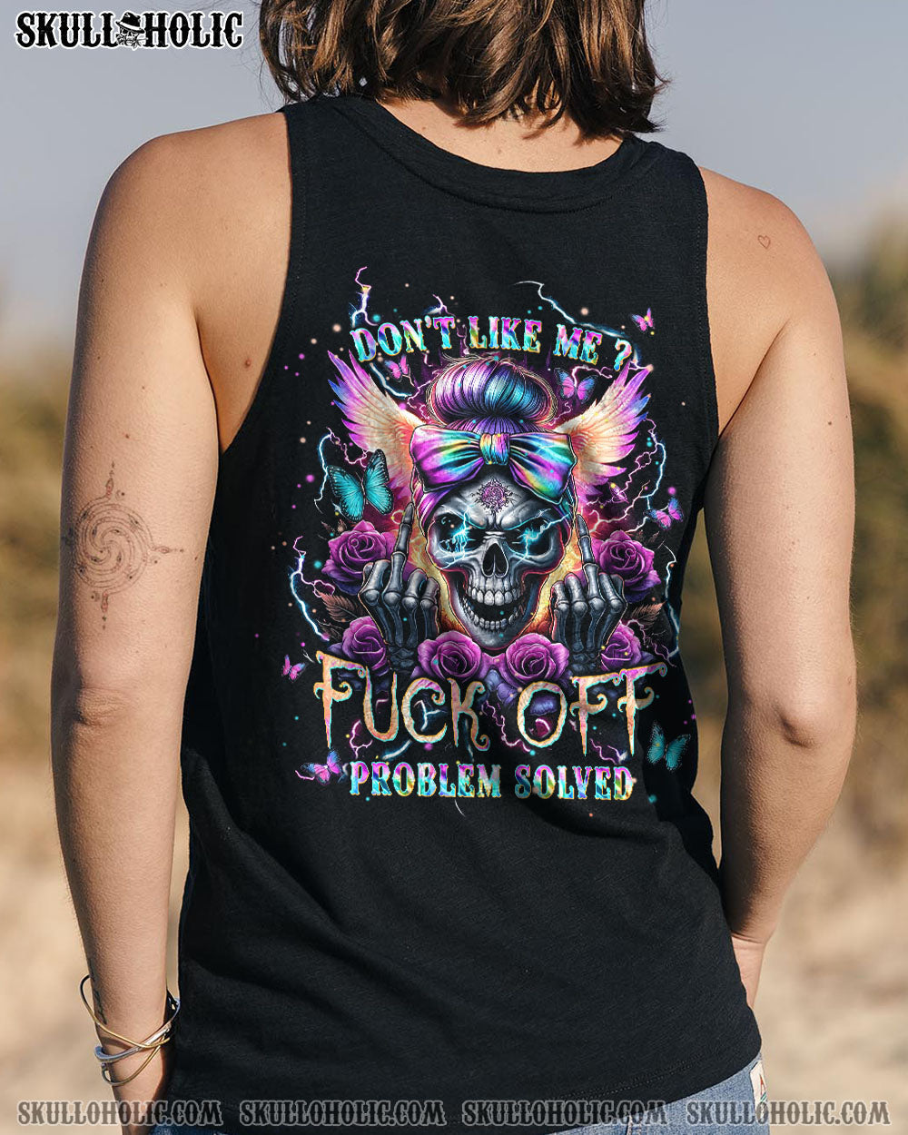 BLISSCORNERS I DON'T ALWAYS SHOW MY FEELINGS SKULL MESSY BUN ALL OVER PRINT