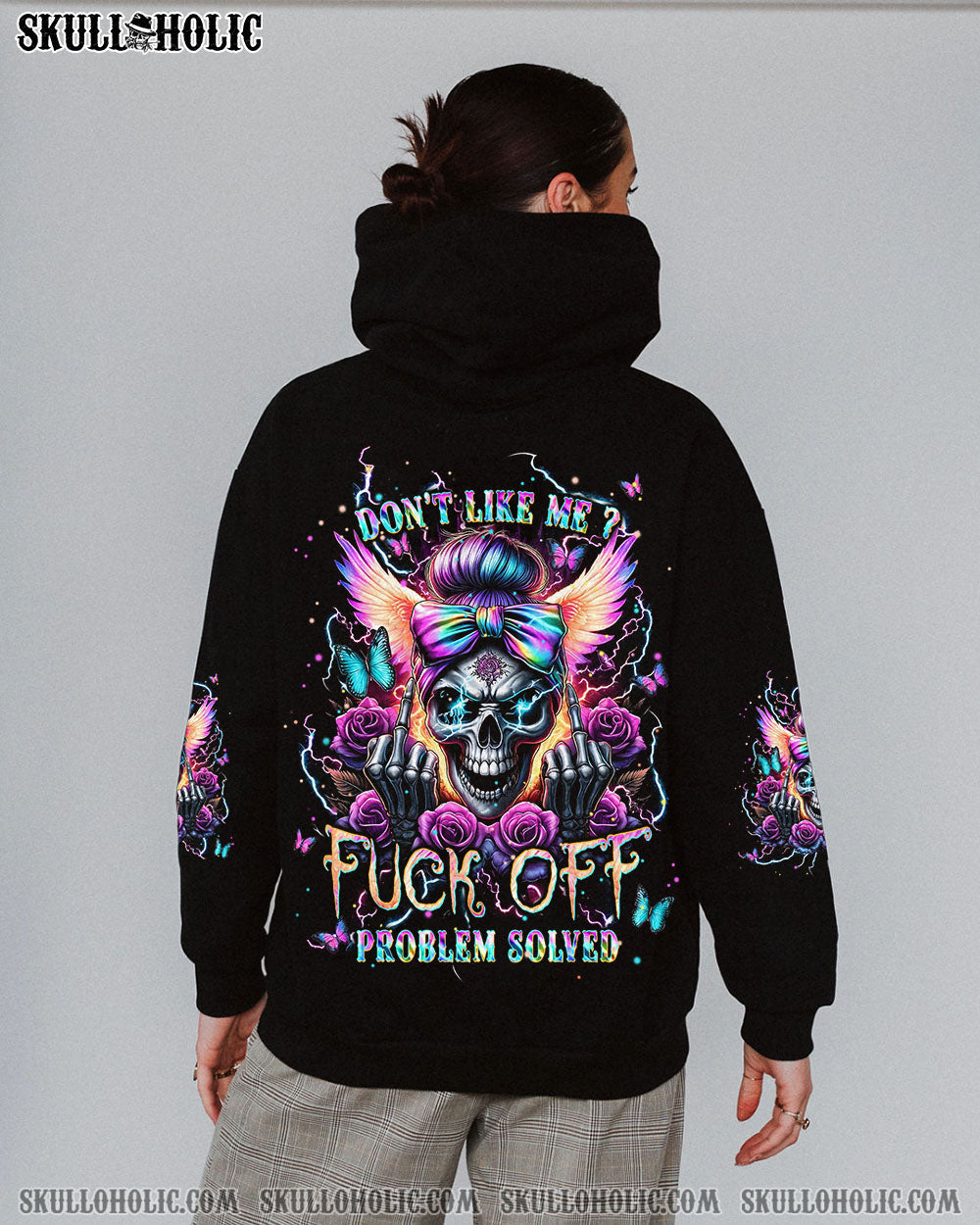 BLISSCORNERS I DON'T ALWAYS SHOW MY FEELINGS SKULL MESSY BUN ALL OVER PRINT