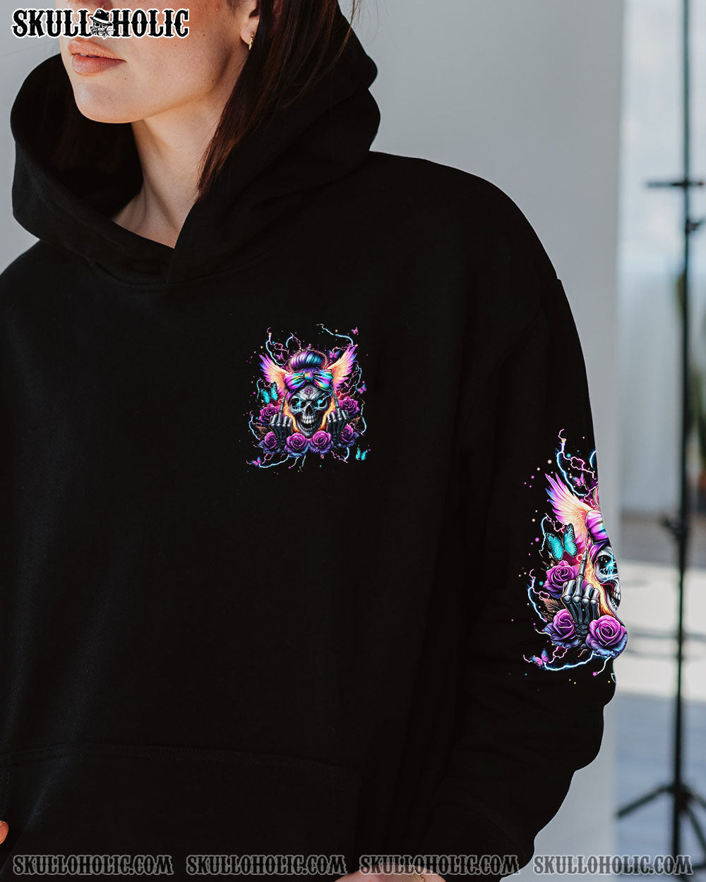 BLISSCORNERS I DON'T ALWAYS SHOW MY FEELINGS SKULL MESSY BUN ALL OVER PRINT