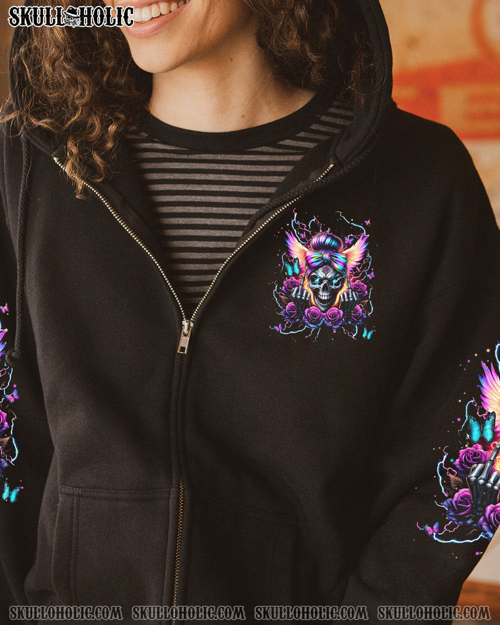 BLISSCORNERS I DON'T ALWAYS SHOW MY FEELINGS SKULL MESSY BUN ALL OVER PRINT