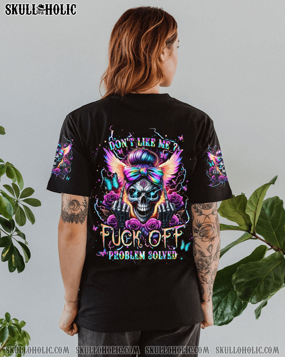 BLISSCORNERS I DON'T ALWAYS SHOW MY FEELINGS SKULL MESSY BUN ALL OVER PRINT