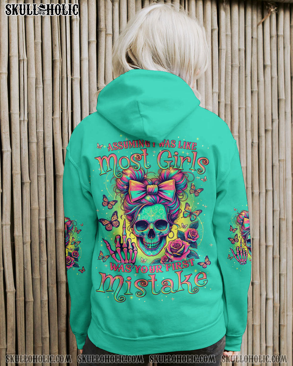 BLISSCORNERS I AM THE STORM SKULL MESSY BUN ALL OVER PRINT