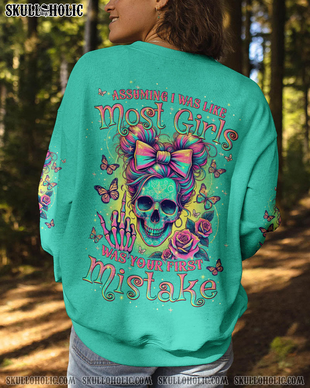 BLISSCORNERS I AM THE STORM SKULL MESSY BUN ALL OVER PRINT