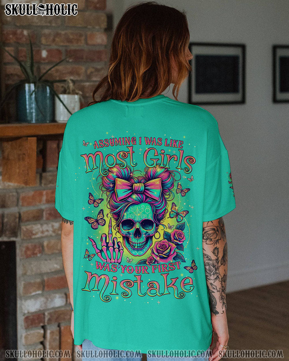 BLISSCORNERS I AM THE STORM SKULL MESSY BUN ALL OVER PRINT