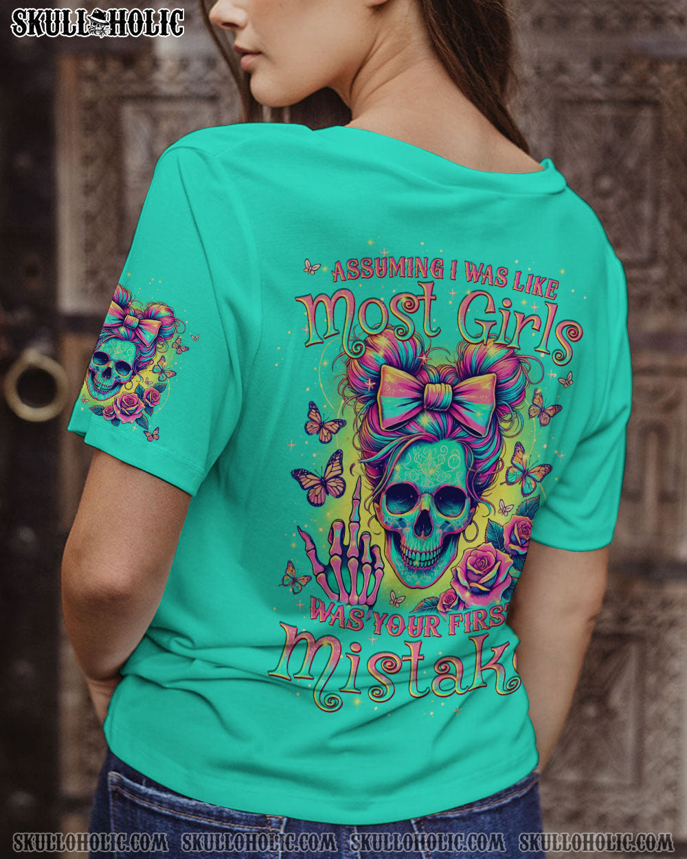 BLISSCORNERS I AM THE STORM SKULL MESSY BUN ALL OVER PRINT