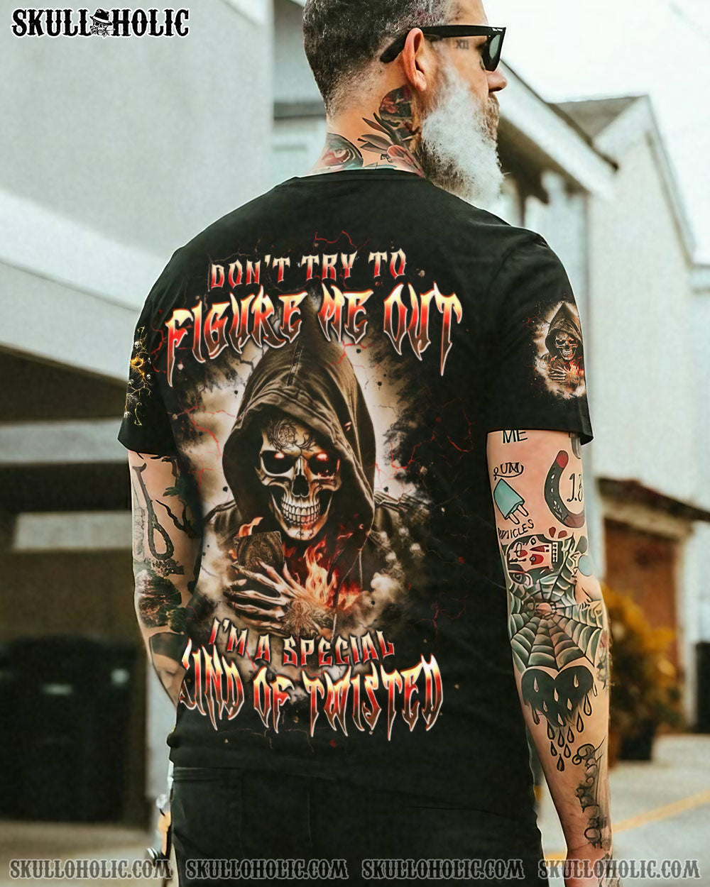 BLISSCORNERS DON'T TRY TO FIGURE ME OUT SKULL REAPER ALL OVER PRINT