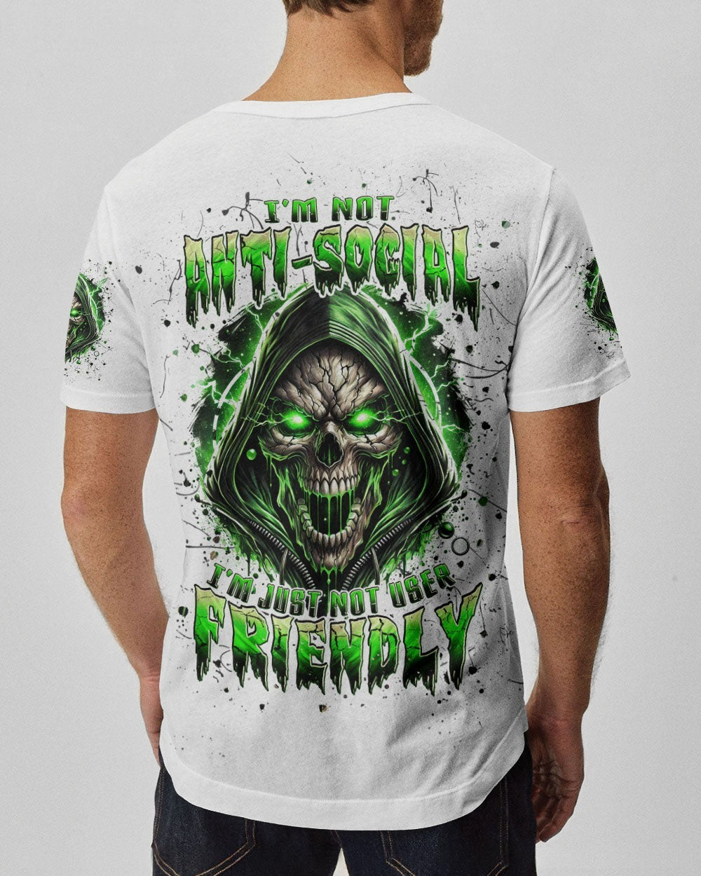 BLISSCORNERS I'M NOT ANTI-SOCIAL MAD SKULL REAPER ALL OVER PRINT