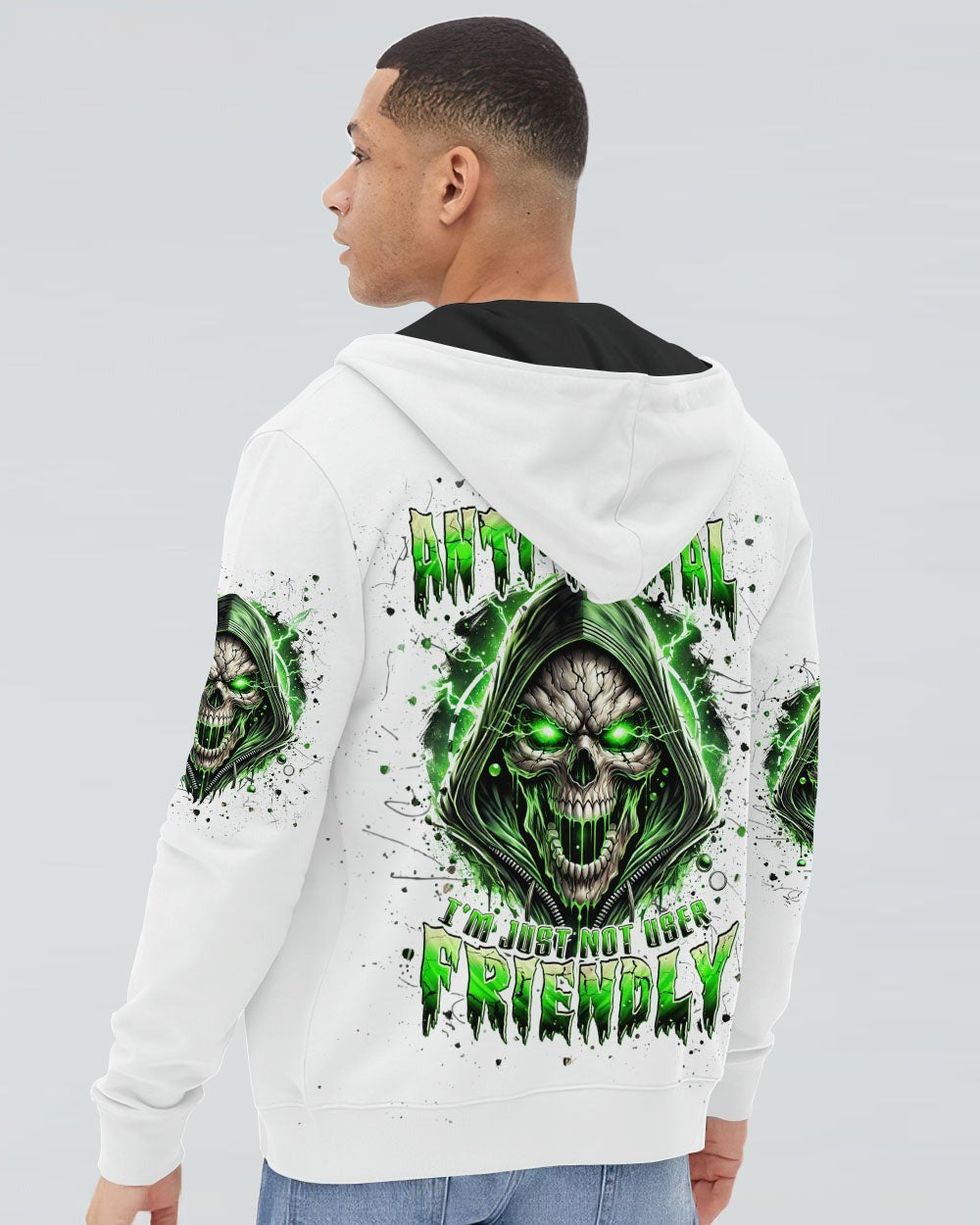 BLISSCORNERS I'M NOT ANTI-SOCIAL MAD SKULL REAPER ALL OVER PRINT