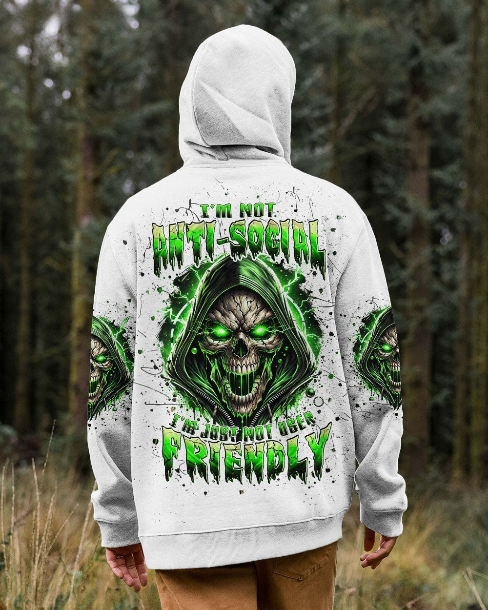 BLISSCORNERS I'M NOT ANTI-SOCIAL MAD SKULL REAPER ALL OVER PRINT