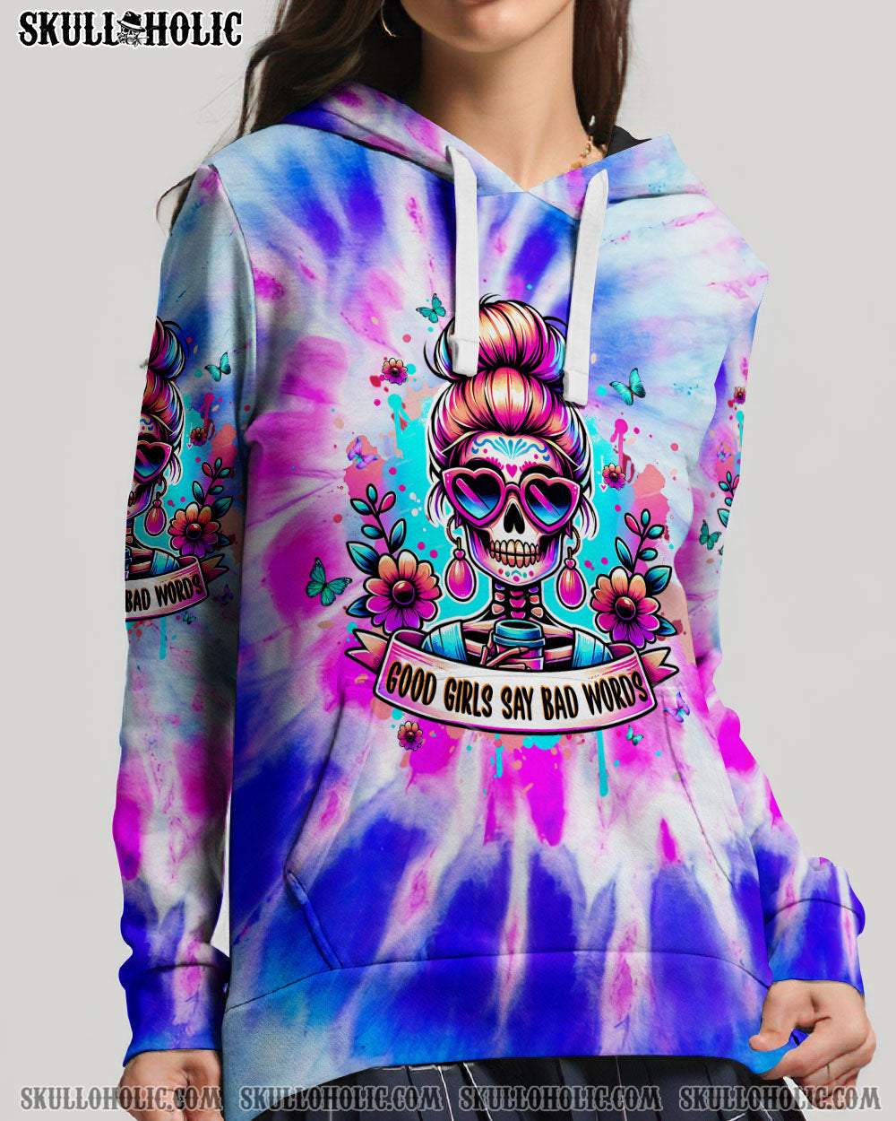 BLISSCORNERS NOT EVERYONE LIKES ME SKULL MESSY BUN ALL OVER PRINT