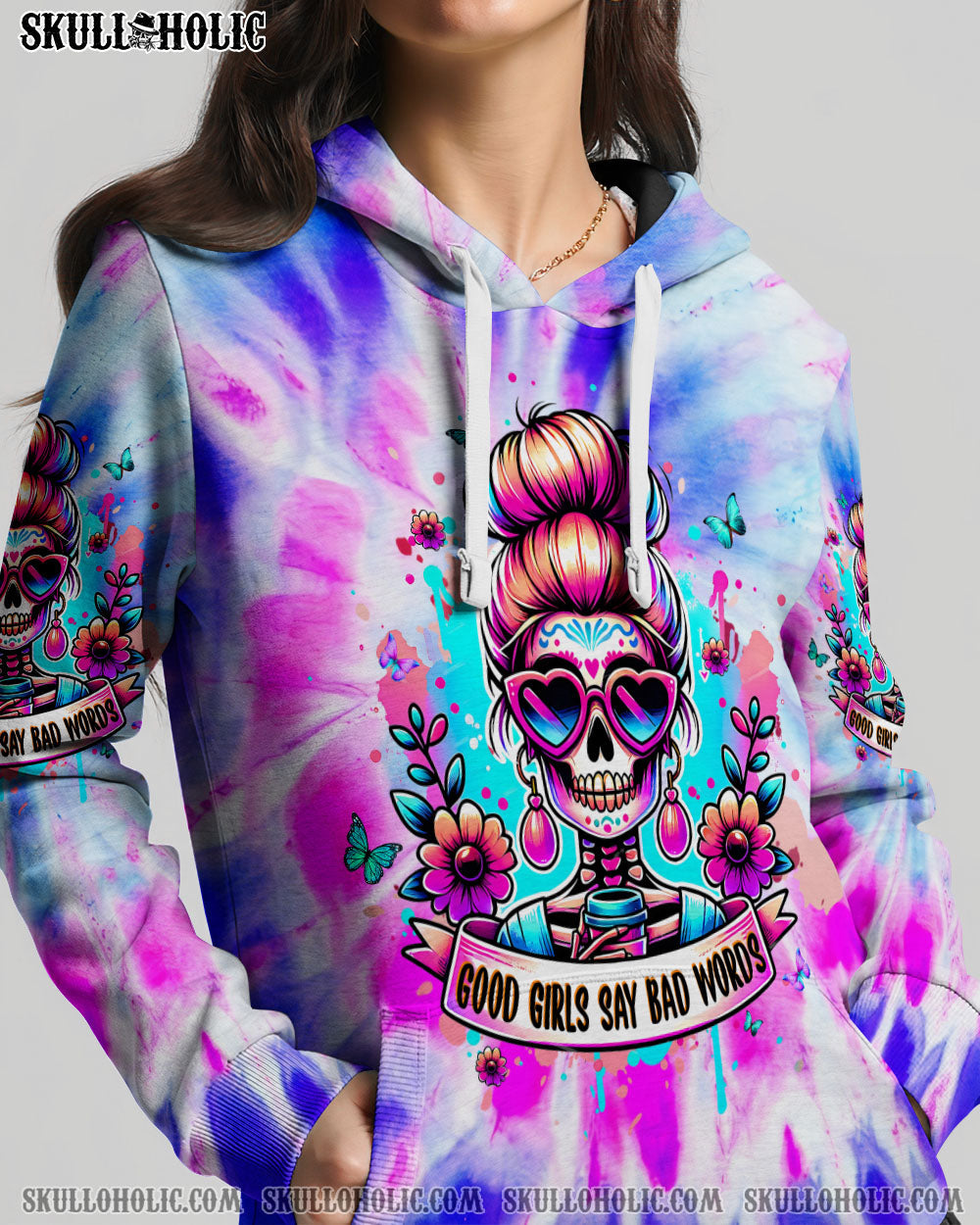 BLISSCORNERS NOT EVERYONE LIKES ME SKULL MESSY BUN ALL OVER PRINT