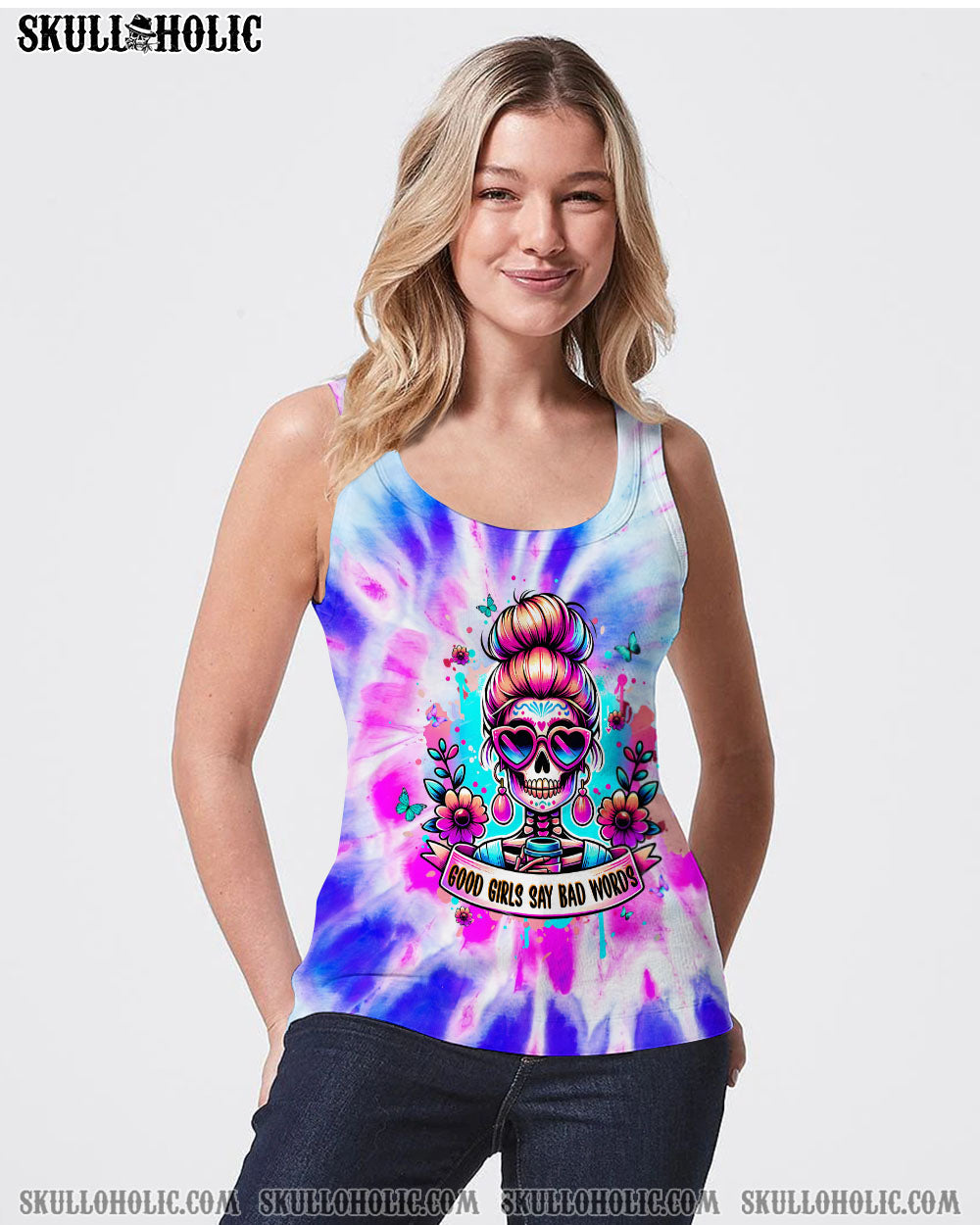 BLISSCORNERS NOT EVERYONE LIKES ME SKULL MESSY BUN ALL OVER PRINT