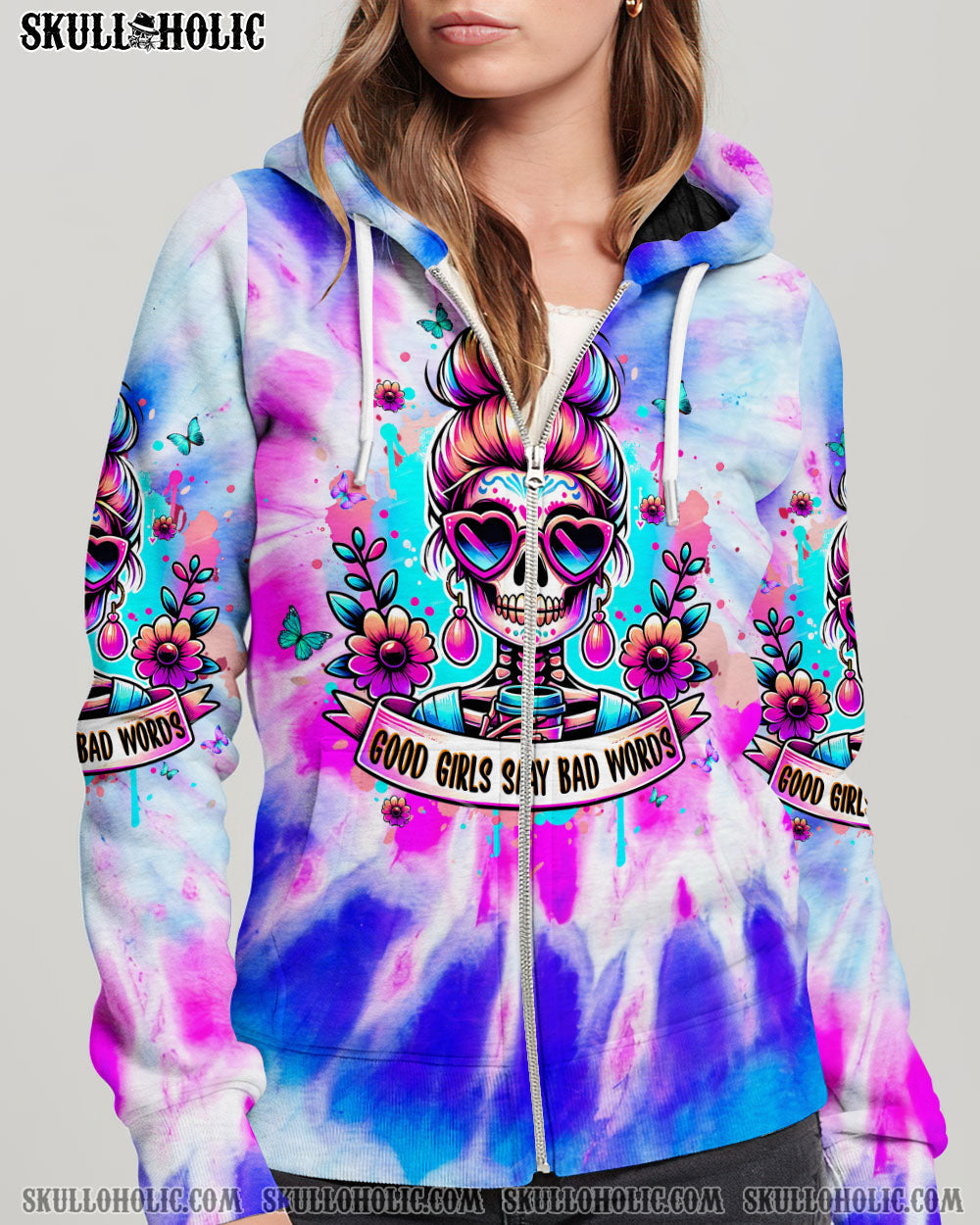 BLISSCORNERS NOT EVERYONE LIKES ME SKULL MESSY BUN ALL OVER PRINT