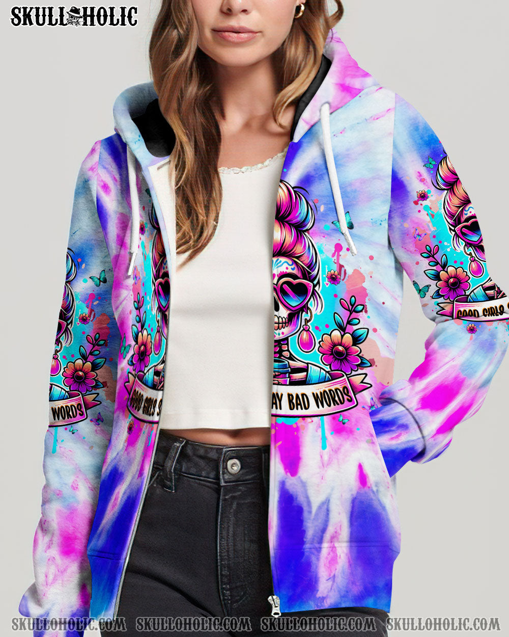 BLISSCORNERS NOT EVERYONE LIKES ME SKULL MESSY BUN ALL OVER PRINT