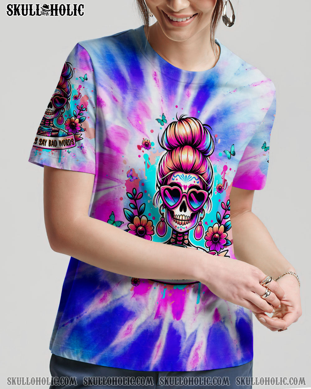BLISSCORNERS NOT EVERYONE LIKES ME SKULL MESSY BUN ALL OVER PRINT