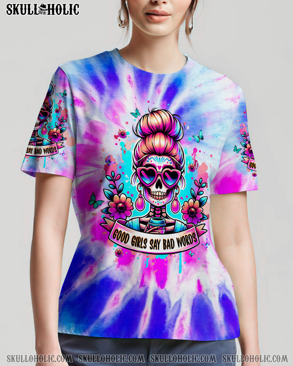 BLISSCORNERS NOT EVERYONE LIKES ME SKULL MESSY BUN ALL OVER PRINT