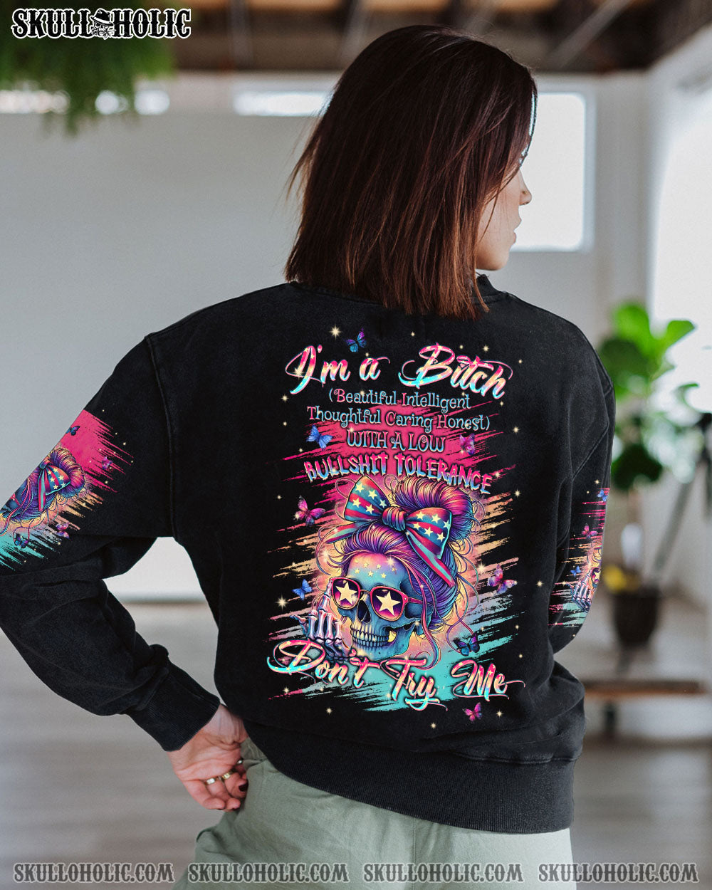 BLISSCORNERS I'M A B DON'T TRY ME MESSY BUN ALL OVER PRINT