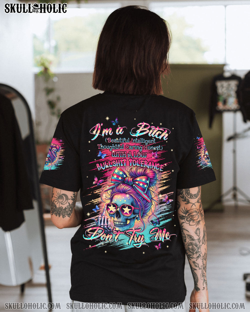 BLISSCORNERS I'M A B DON'T TRY ME MESSY BUN ALL OVER PRINT