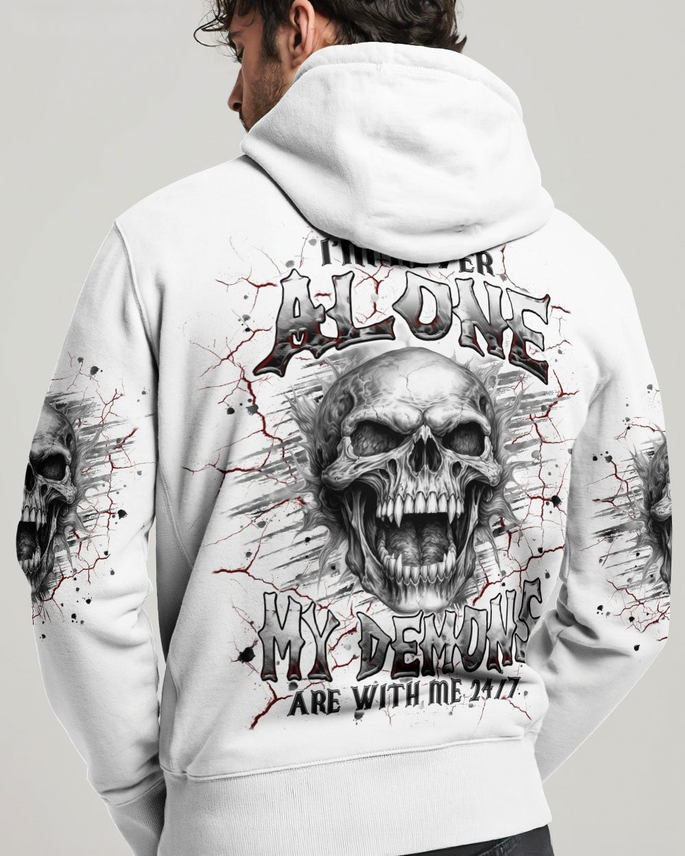 BLISSCORNERS I'M NEVER ALONE SKULL DEMON ALL OVER PRINT