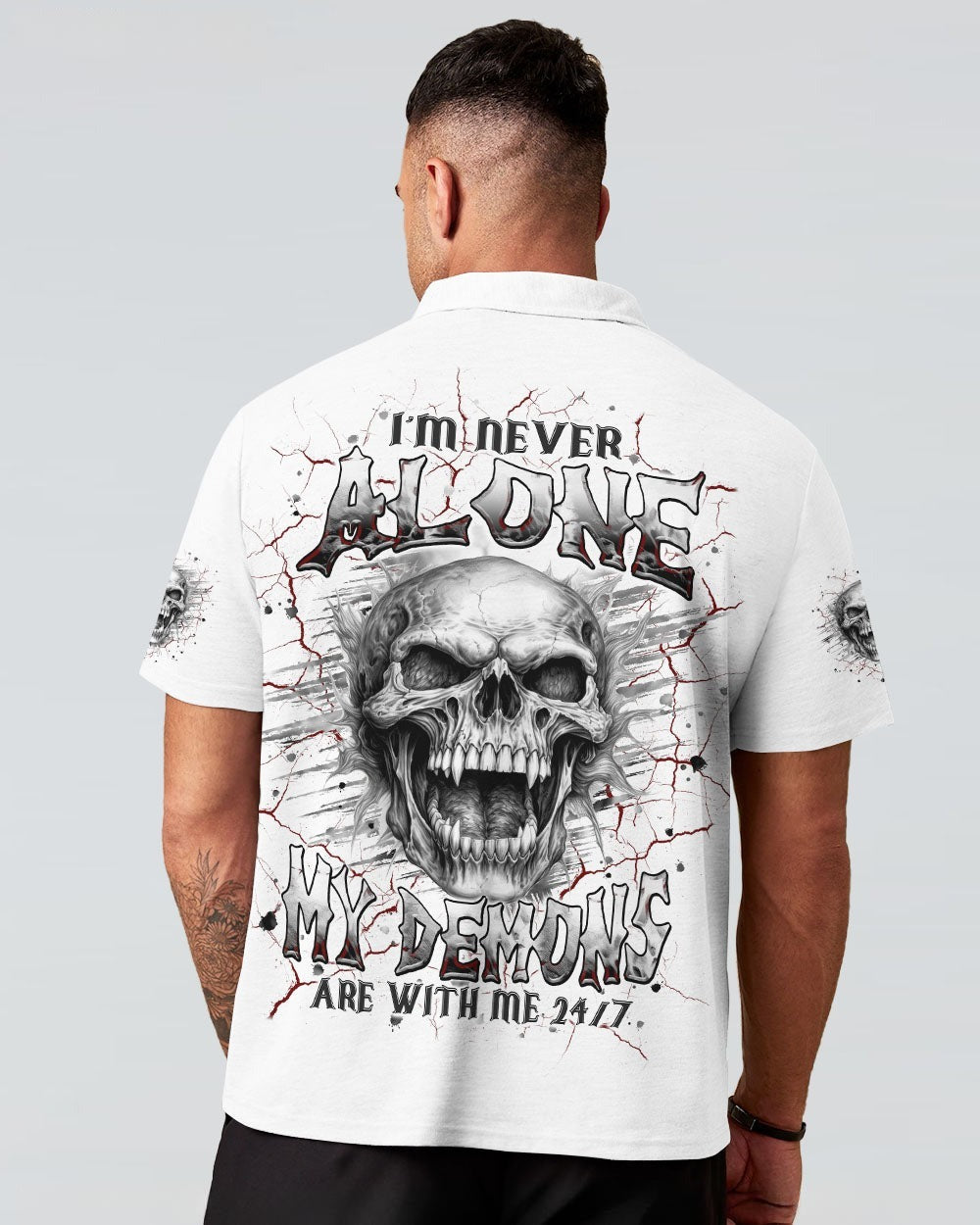 BLISSCORNERS I'M NEVER ALONE SKULL DEMON ALL OVER PRINT