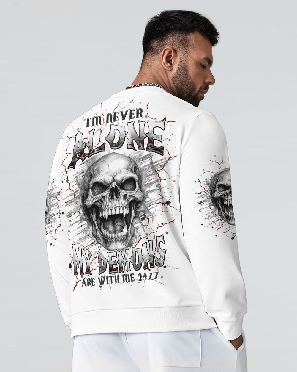 BLISSCORNERS I'M NEVER ALONE SKULL DEMON ALL OVER PRINT